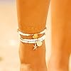 Jovono Boho Bracelets de Cheville en Perles Étoile de Mer Dorée, Chaîne de Cheville Coquillage, Bijoux de Plage pour Femme (3 Pièces) (Blanc) #4