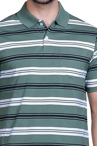 Image of SANE ORIGINALS Half Sleeve Polo T-Shirt for Men with Pocket || Stripe Collar and Pocket T-Shirt for Men Half Sleeves