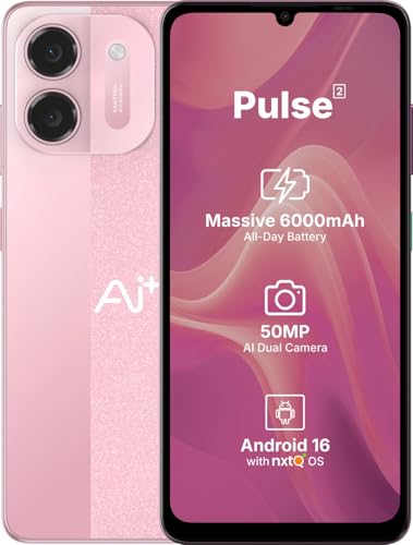 Image of AI+ Pulse 2, 6.745 inch HD+ Display, 4GB RAM, 64GB Storage, Android 16, Unisoc T7250 Octa Core, 50MP Camera, 6000mAh Battery (Pink)