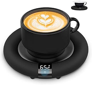 EasyAcc 2023 New Coffee Mug Warmer Electric Beverage Warmer Auto Shut Off Touch Switch 3 Temp Up to 167°F/75 LED Display Plate Smart Cup Warmer for Cappuccino Tea Water Glass Milk-Xmas Coffee Gift