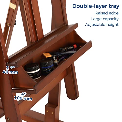 Viswin Heavy-Duty Extra Large H-Frame Easel, Holds Canvas Up To 82", Tilts Flat, Solid Beech Wood Convertible Studio Easel With Storage, Adjustable Artist Painting Easel Stand With Wheels, For Adults #TOP3