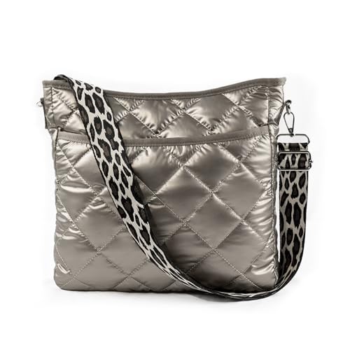 WiseBoy Quilted Crossbody Bag, Puffy Crossbody Purses with Wide Strap, Cotton Quilted Shoulder Bags for Women