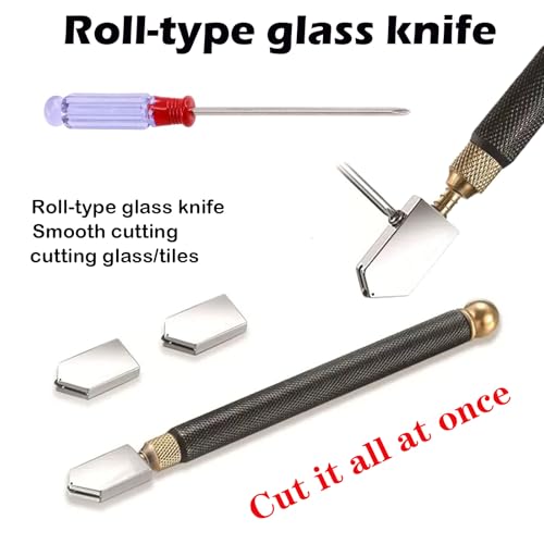 Sichgitzo Glass Cutter 3mm to 14mm with Pencil Style Carbide Tip - Adjustable Glass Scoring Tool for Stained Glass, Mirror, Tiles, Mosaic, and Craft Projects