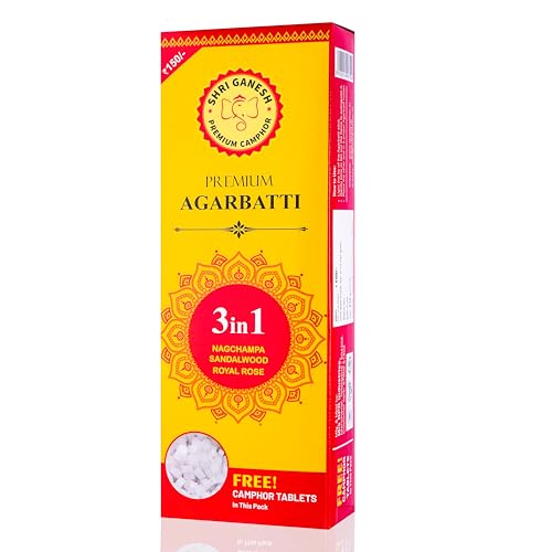 Image of Shri Ganesh Premium Agarbatti | 3-in-1 Incense Sticks | Pack of 3 (210 g Each) | 9 Fragrances Multi-Pack for Puja and Meditation