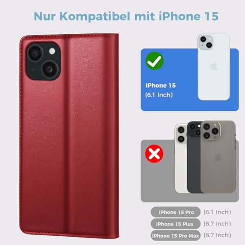 Étui housse protection RFID cuir PU premium pour iPhone 15 antichoc