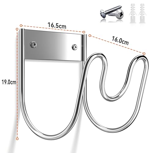 Image of Stainless Steel Garden Hose Holder - Extra Large Heavy Duty Silver SS304 Wall Mounted Hanger for Water Hose, Extension Cords, Vacuum Lines, Anti-Rust