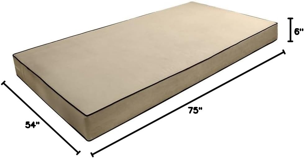 Prolinemax Contrast Pipe 6" Full Size 75x54x6 Velvet Indoor Daybed Mattress Fitted Sheet |Cover ONLY|-AD304
