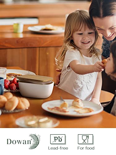 Dowan 6.5" Large Butter Dish (White & Grey) #TOP2