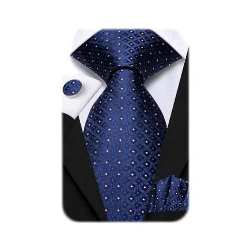 Image of Dubulle Mens Paisley Floral Silk Tie for Men Striped Necktie and Pocket Square Cufflinks Set Wedding Business
