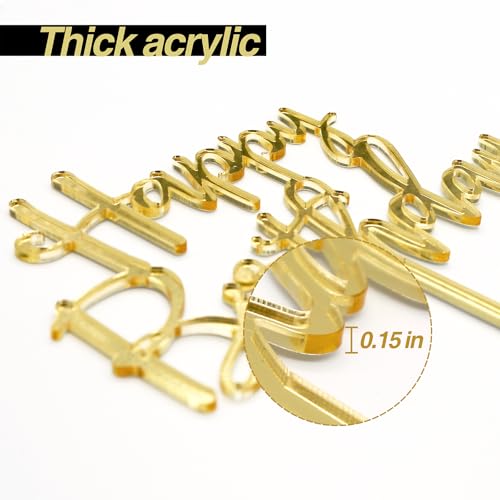 Cc Town 10010 Happy Birthday Cake Topper, Mirrored Gold Acrylic Versatile Cake Topper For Birthday Party Decoration Ideas thumb #2