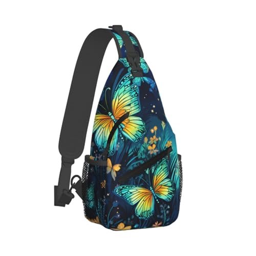 Mochila cruzada ligera unisex con patrón de mariposa forestal miniatura 2