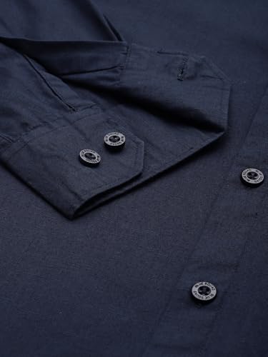 Image of Men's Cotton Linen Solid Shirt | Slim Fit Full Sleeve Casual Shirt | Lightweight | Breaethable | Stylish