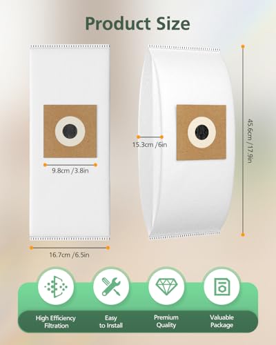 Image of Type Y Carbon Vacuum Bags Replacement Compatible with Hoover WindTunnel Upright Style Y, Z, YZ Vacuum Cleaners, Part # AH10040, 902419001, 4010100Y, 4010801Y, 10 Pack