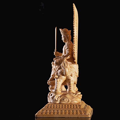 Aurh 22Cm Buddha Statue Cypress Wood Carving Decoration Solid Wood Craft Sculpture Home Manjusri Sages Bodhisattva Home Decor Tianminjiedm (Color : 2Pcs) #TOP3