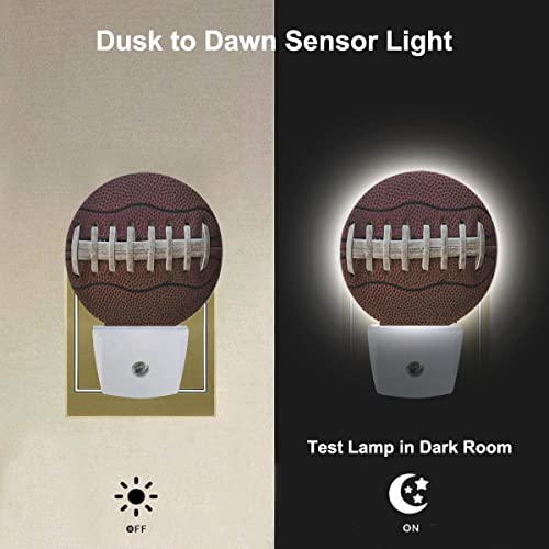 Image of Night Lights Plug into Wall American Football Laces Close Up Night Light Dusk to Dawn Sensor LED Lighting for Bedroom Bathroom Living Room, 0.5W Sleep Friendly