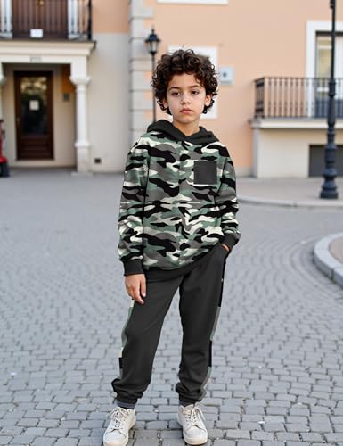 Image of Boys Clothes Fall Winter Outfits Camouflage Long Sleeve Hoodie and Pants 2PC Kids Clothes Boys for 5-14 Years