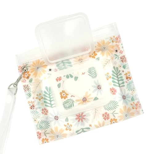 Orchid Hearts Portable & Refillable Wet Wipe Pouch - Reusable Baby Wipes Holder & Container, Mini Floral Love, 2pcs
