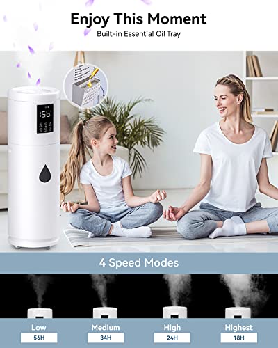 17L/4.5Gal Ultra Large Humidifiers For Bedroom 2000 Sq Ft, Quiet Humidifiers For Large Room, Tower Humidifier With 4 Mist Mode & Extension Tube For Home School Office Commercial Greenhouse Plants #TOP6