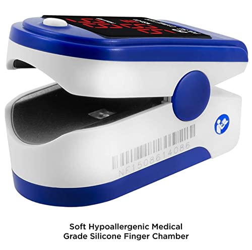 Facelake ® Fl400 Pulse Oximeter Fingertip With Carrying Case, Batteries, Lanyard, And Warranty (Blue) #TOP6