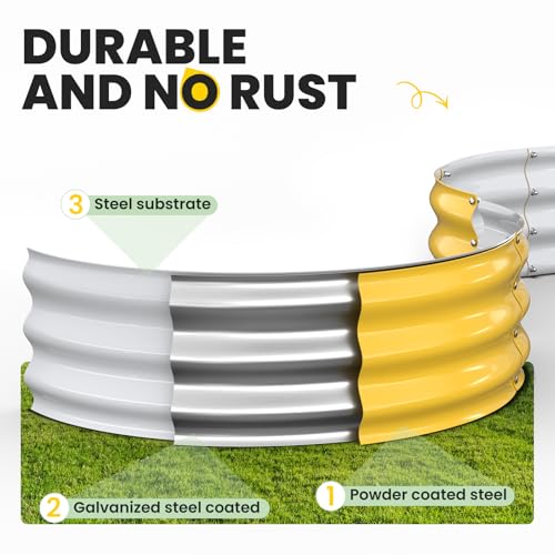 Image of Pattiumo Galvanized Raised Garden Bed 4x4x1 FT, Round Metal Raised Garden Bed Outdoor Planter Box with Open Bottom, Rust-Resistant Steel Garden Bed for Vegetables Herbs Flowers, Easy Assembly