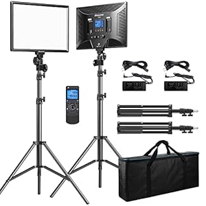 D50 LED Video Light Panel Lights 15.4″, 2 Packs 45W 3000K-8000K Bi-Color Dimmable Photography Lighting, CRI 96+ Videography Lighting for Video Shooting/Gaming/Live Stream/Studio/Film