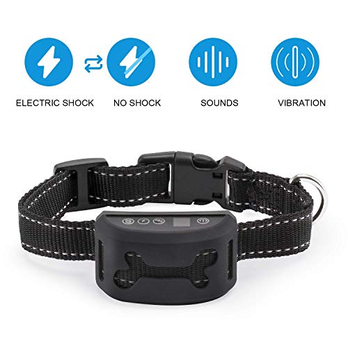 Bark Collar -2018 Smart Chip-Dog Shock Anti-Barking Collar with Beep, Vibration and Harmless Shock. No Bark Control for Small/Medium/Large Dogs, 7 Adjustable Levels