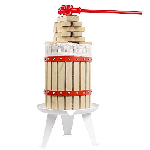 4.75 Gallon Fruit Wine Press With 2 Pack Filter Bag - 100% Nature Apple&Grape&Berries Crusher Manual Juice Maker For Kitchen, Solid Wood Basket With 8 Blocks Heavy Duty Cider Wine Making Press #TOP1