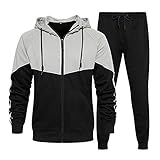 RYTEJFES Jogginganzug Trainingsanzug Herren Hoodie Patchwork Sweatshirts + Sporthose Kapuzenpullover Mit Reißverschluss Jogginghose Jacke Sweatjacke Freizeitanzug Fitness Sportbekleidung