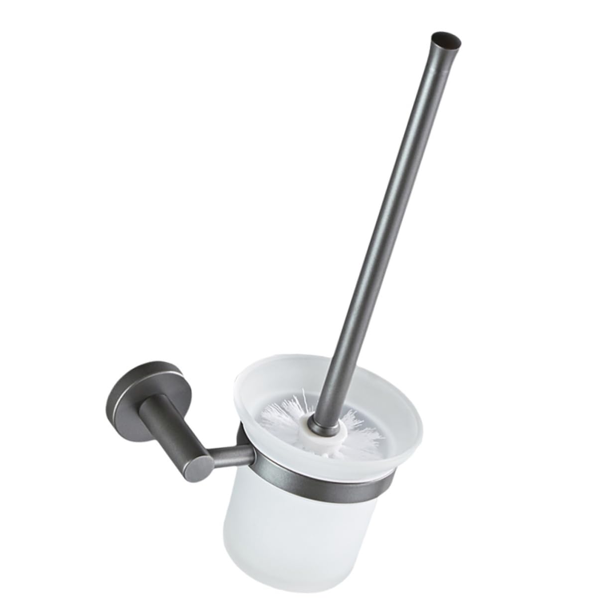 FOMIYES Escobilla de Baño Limpieza Profunda para Inodoro con Base Redonda de Vidrio, Diseño Simple y Elegante, Soporte de Pared sin Desprender Cerdas