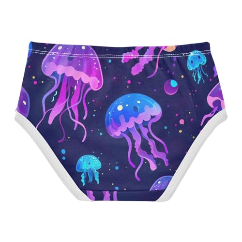 Toddler Girl Panties, Cute Jellyfish Purple Girls' Cotton Brief Underwear, 2T–8 Years2