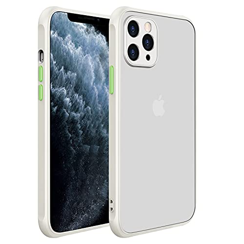 Zezhou Iphone 11 Pro Max Case With Camera Lens Protector 6.5", Shockproof Full Body Covered Soft Flat Edge Bumper Enhanced Corner, Translucent Matte Hard Pc Back Slim Drop Protection Case, Stone White #TOP7