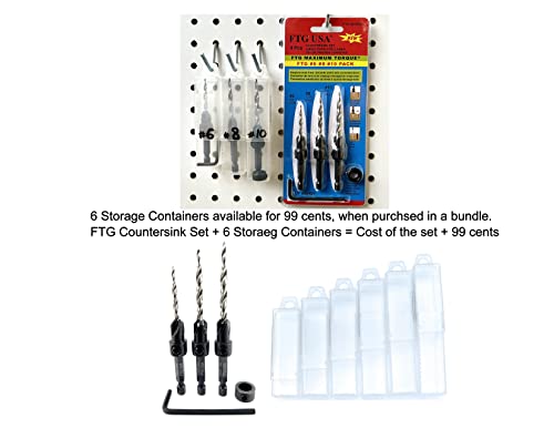 Ftg Usa Wood Countersink Drill Bit Set 3 Pc Countersink Drill Bit #6#8#10 Tapered Drill Bits With Improved Countersink Connection Drill Bit To Hex Shank Without Pin, 1 Stop Collar, 1 Allen Wrench #TOP3