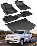 Floor Mats for Jeep Grand Cherokee: 2011-2021 (Not for L) Cargo Trunk Liner, Car Accessories All Weather Rubber Custom Fit for Grand Cherokee 2021 2020 2019 2018 2017 2016-2011 SUV 5-Seat Models Black