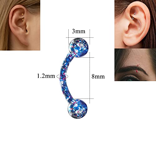 Ubgicig 32 Pcs Eyebrow Piercing Jewelry 16G Stainless Steel Tongue Rings Curved Barbell Eyebrow Rings Belly Piercing Multi Color Rook Rings Nipple Rings Bridge Body Piercing Jewelry For Women Men 6-10Mm #TOP1