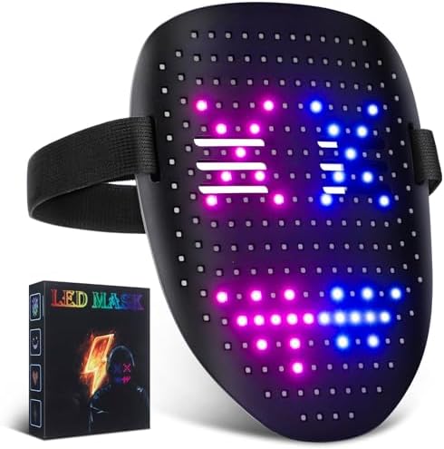 LED Light Up Face Mask, Rechargeable LED Mask With Gesture Sensing Face Transforming Modes, 234 LED Lamp Beads Shining Mask Built-in 50 Images, Suitable for Costume Cosplay Masquerade Halloween