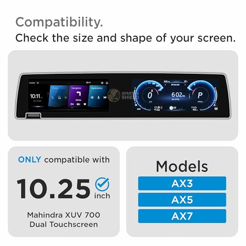 Image of Spartan Shield Screen Guard for MAHINDRA XUV 700 2025+ || AX3, AX5 & AX7 || DUAL FULL TOUCHSCREEN Protector || Xuv700 Car 9H Display Accessories 2021-Running [Not Tempered Glass]
