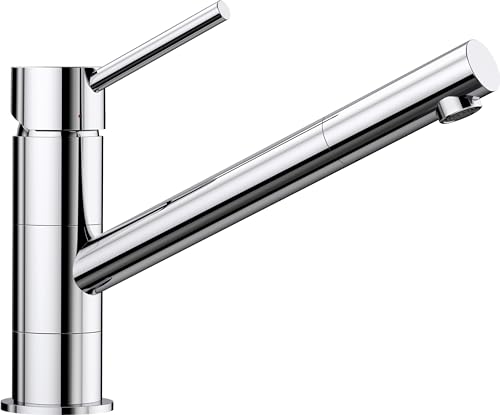 BLANCO KANO Robinet de cuisine chromé basse pression Clapet anti-retour Cartouche en céramique Qualité de l'eau garantie et économie d'eau 5,5 x 26,3 x 19,1 cm