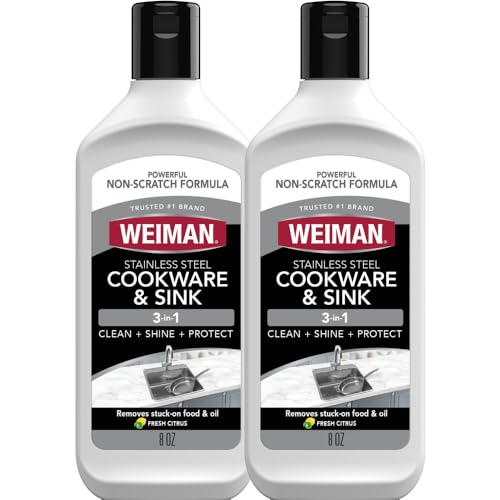 Weiman Stainless Steel Sink and Pots & Pans Cleaner and Polish - 2 Pack