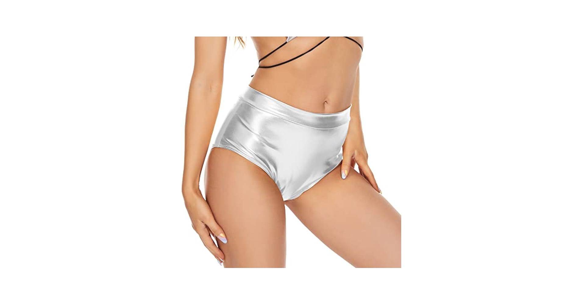 Amazon.com: Gatielzana Shiny Metallic Booty Shorts Cheeky