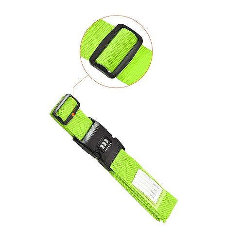 Image of M METERXITY 1 Pack Luggage Strap Suitcase Belt- Travel Combination Lock Adjustable Baggage Accessory with Buckle, Apply to Suitcase (79x2 Inch, Light Green)