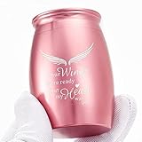 LINES ARTE Small Cremation Keepsake Urns for Ashes Adult Female,2.6x1.7Inch Mini Pink Decorative Urns for Human Ashes Women with Angel Wings