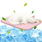 NWK Pet Cooling Mat -Q-Max0.345 Ice Silk Cooling Mat for Dogs & Cats Portable & Washable Pet Cooling Blanket, Car Seats, Beds for Summer (Pink Cat, 20'' X 16'' X 0.3'')