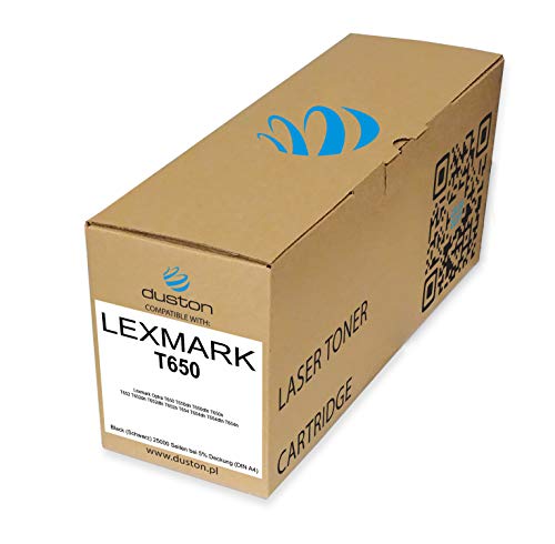 T650H11E Toner nero rigenerato Duston compatibile con Lexmark Optra T650 T650dn T650dtn T650n T652 T652dn T652dtn T652n T654 T654dn T654dtn T654n