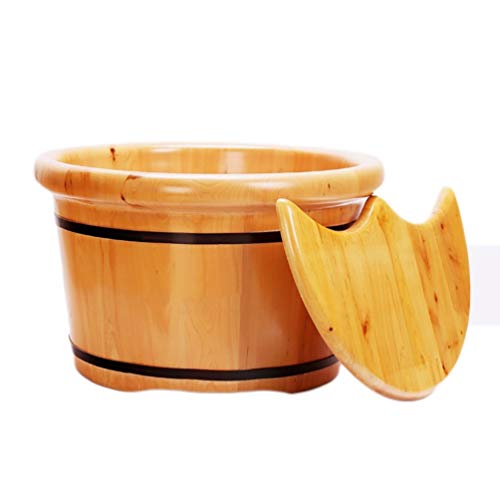 Tina de pies de madera para adultos con tapa