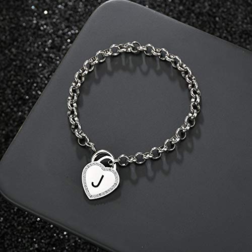 Image of CaleesLLC Letter A to Z Initial Charm Bracelet Adjustable Stainless Steel Anklet Personalized Wrist Link for Women