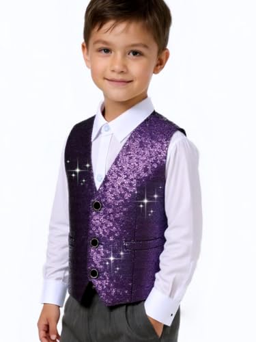 Sequin Vest for Kids - Gold Shiny Dance Vest for Boys - Party Costume2