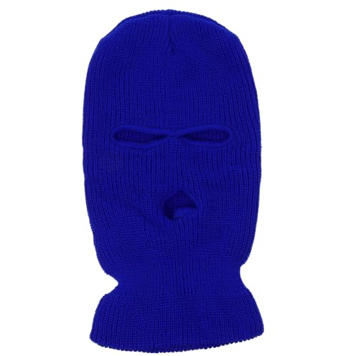 GAROZATION Warm Knitted Cycling Hat 3-Hole Face Woolen Material for Outdoor Activities Blue