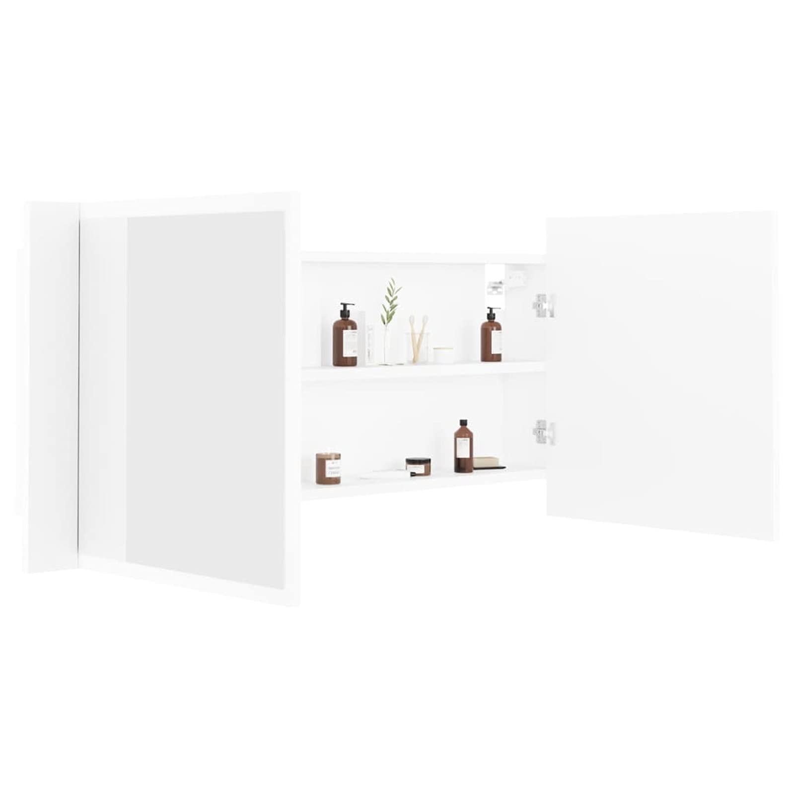 Tidyard Armadio specchio bagno con luce LED armadio sospeso a specchio, mobile sospeso armadio da doccia, armadio da parete, mobile portagioie bianco, 100 x 12 x 45 cm