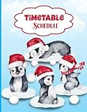 Timetable Schedule: Christmas themed journal with 52 undated weekly time organizers for one year of scheduling, horizontal non tear-off sheets to ... and appointments - Cute penguins in winter