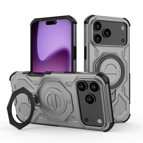 Coque silicone iPhone 16 gris antichoc avec béquille de lecture